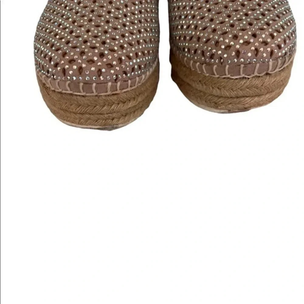 Steve Madden Sequined Canvas Espadrilles 39 Coastal Chic Vacation Cruisewear - Picture 4 of 6
